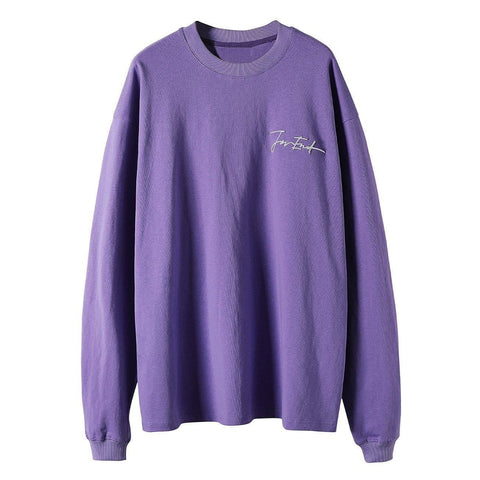 Solid Color Embroidery Sweatshirt - Anagoc