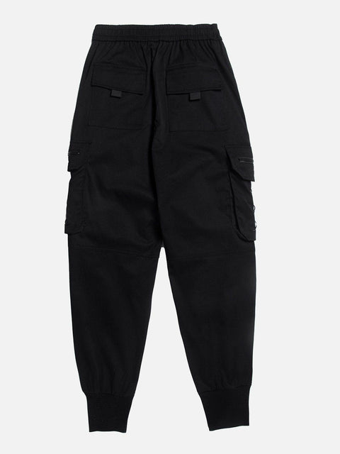 Rope Pocket Drawstring Skinny Cargo Pants - Anagoc
