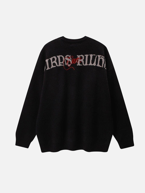 Arrow Penetrate Heart Knit Sweater - Anagoc