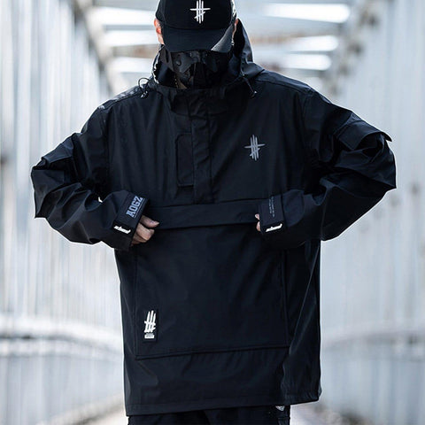 Half Zip Ninja Functional PU Hooded Jacket - Anagoc
