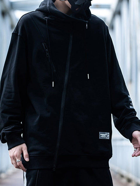 Tilted Zipper Hoodie - Anagoc