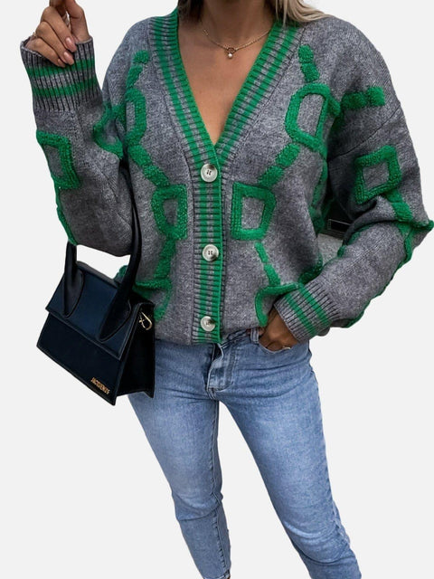 Letters "D" Knit Cardigan Sweater - Anagoc