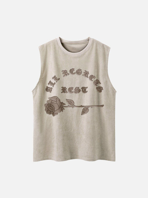 Gothic Alphabet Rose Suede Vest - Anagoc