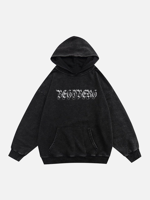 Washed Dark Woods Pattern Hoodie - Anagoc