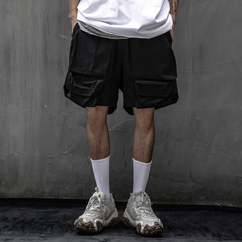 Three-dimensional Pleated Pockets Cargo Shorts - Anagoc