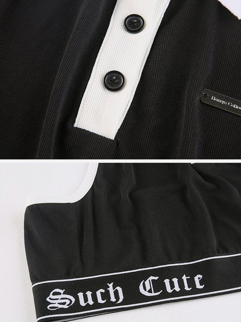 Contrasting Colors Two-Piece T Shirt - Anagoc