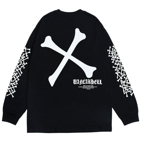 Dark Skull Bones Cotton Oversized Sweatshirt - Anagoc