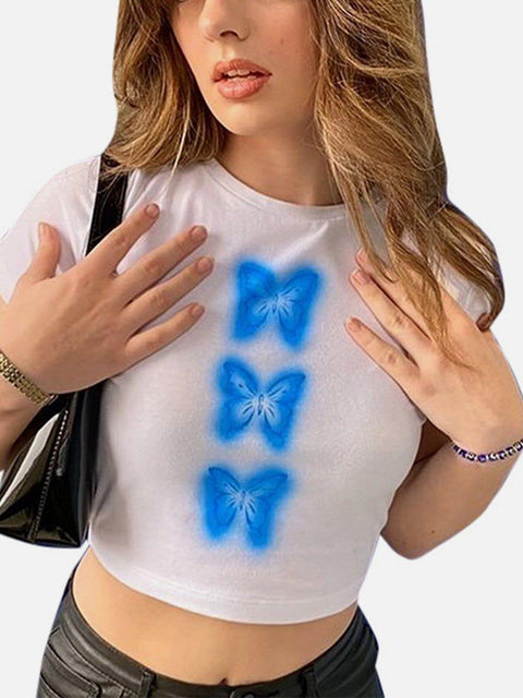 Doodle Butterfly Short Sleeve T Shirt - Anagoc