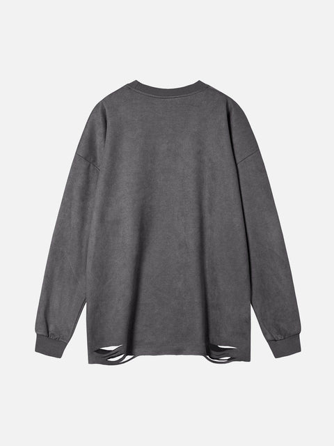 Fuzzy Letters Cut Sweatshirt - Anagoc