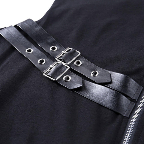 Dark Punk Double Zipper Turtleneck Sweatshirt - Anagoc
