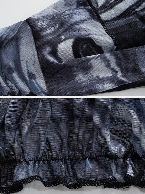 Mesh Horn Long Sleeve T Shirt - Anagoc