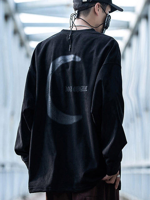 Reflective Moon Suede Sweatshirt - Anagoc