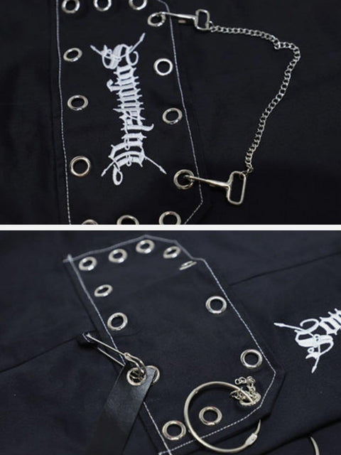 Punk Chain Wide Leg Pants - Anagoc