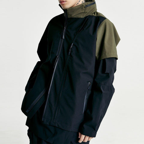 Oblique Zipper Patchwork Jacket - Anagoc