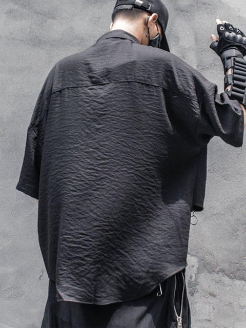 Dark Personalized Zipper Patchwork Shirt - Anagoc