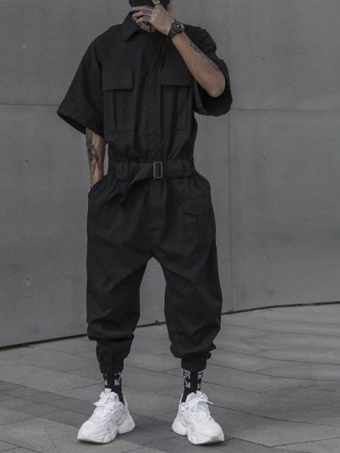 Dark Creative Belt Jumpsuit - Anagoc