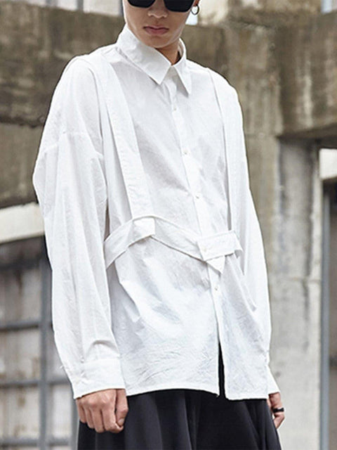 Dark Function Strap Oversized Long Sleeve Shirt - Anagoc