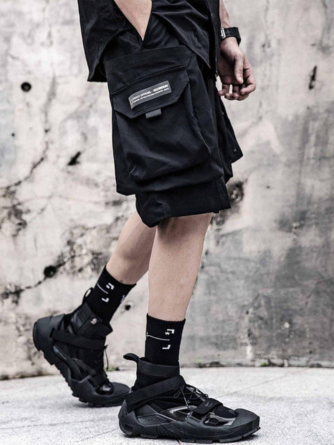 Dark Functional Big Pockets Nylon Shorts - Anagoc