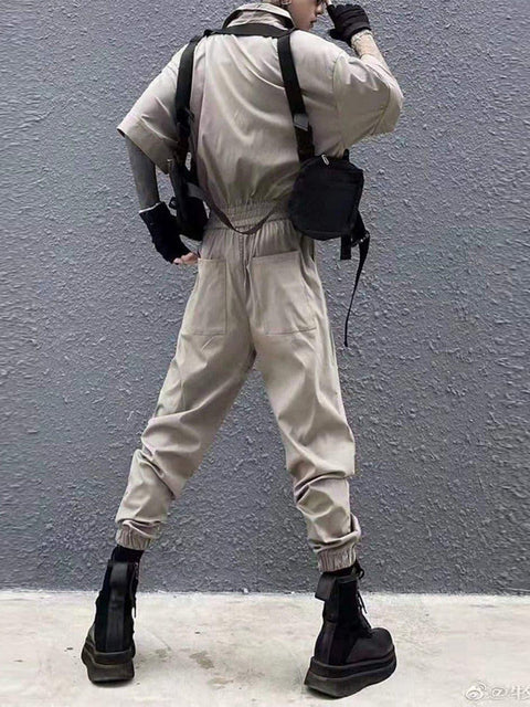 Dark Creative Belt Jumpsuit - Anagoc
