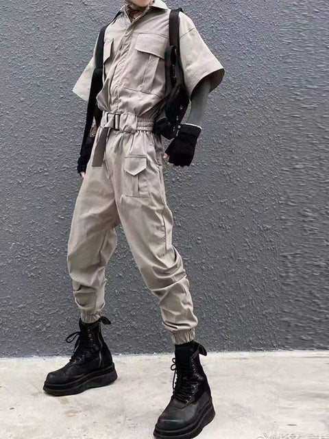 Dark Creative Belt Jumpsuit - Anagoc