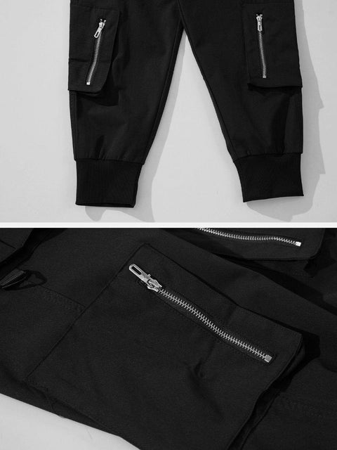 Big Pocket Zip Up Cargo Pants - Anagoc