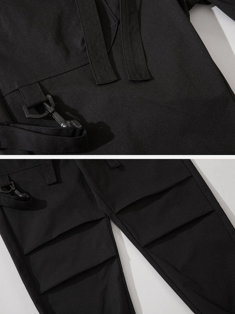 Ribbon Layered Cargo Pants - Anagoc