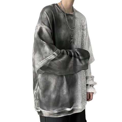 Dark Fake Two Tie Dye Sweatshirt - Anagoc