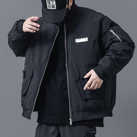 Functional Labeling Bomber Jacket - Anagoc