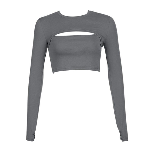 Sexy Suspenders Two Piece Long Sleeve T Shirt - Anagoc