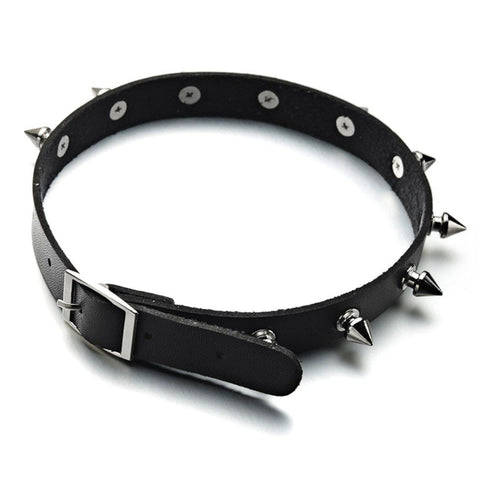 Dark Studded Punk PU Necklace - Anagoc