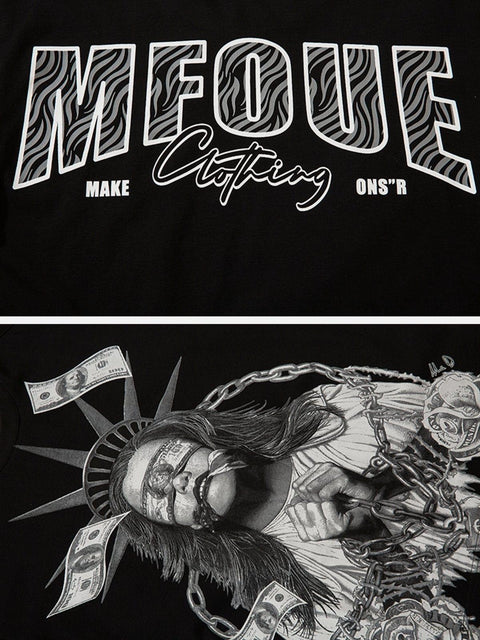 Imprisoned Girl Statue Of Liberty Oversized Tee - Anagoc