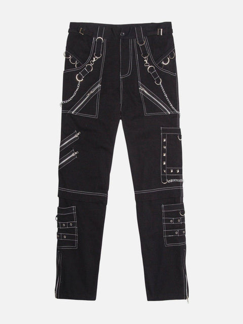 Punk Open Thread Chain Pants - Anagoc