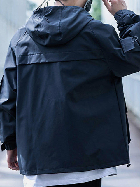 Solid Color Big Pocket Cargo Jacket - Anagoc