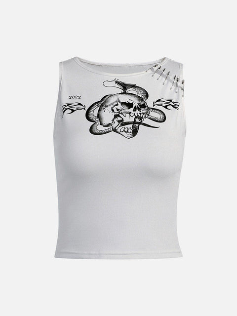 Skull Snake Print Vest - Anagoc