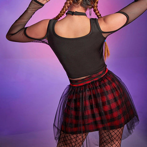 Mesh Off Shoulder Lace Long Sleeve T Shirt - Anagoc