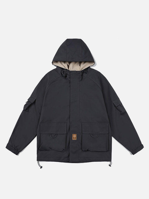 Solid Color Big Pocket Cargo Jacket - Anagoc