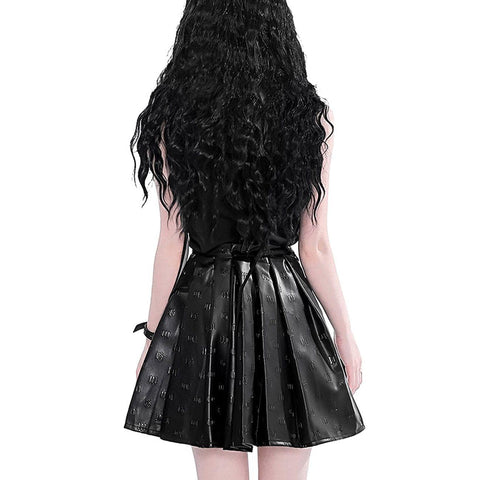 Punk Sanskrit Letters PU Skirt - Anagoc