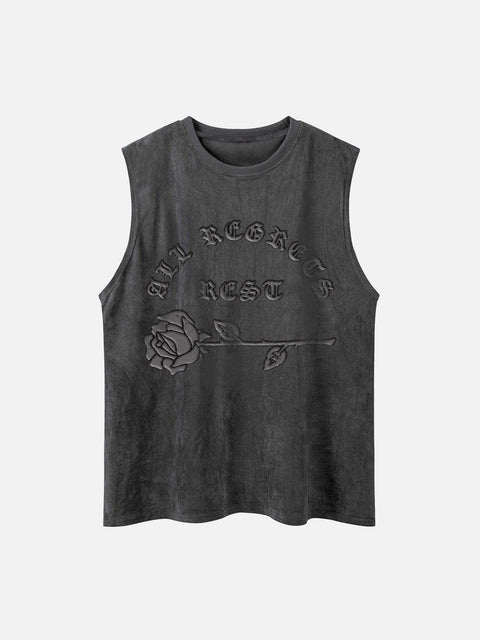 Gothic Alphabet Rose Suede Vest - Anagoc