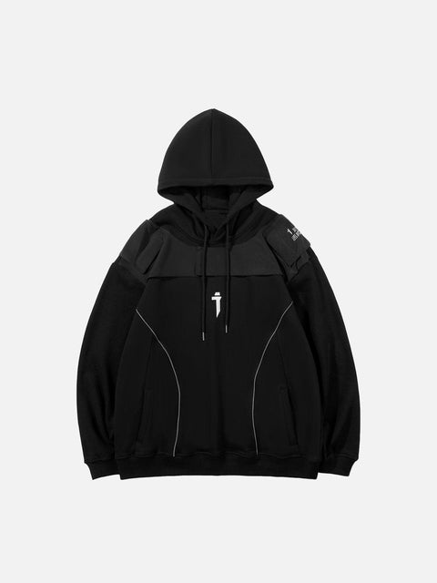 Patchwork Reflective Strip Hoodie - Anagoc