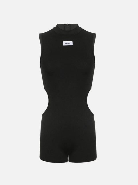 Half Turtleneck Label Jumpsuit - Anagoc