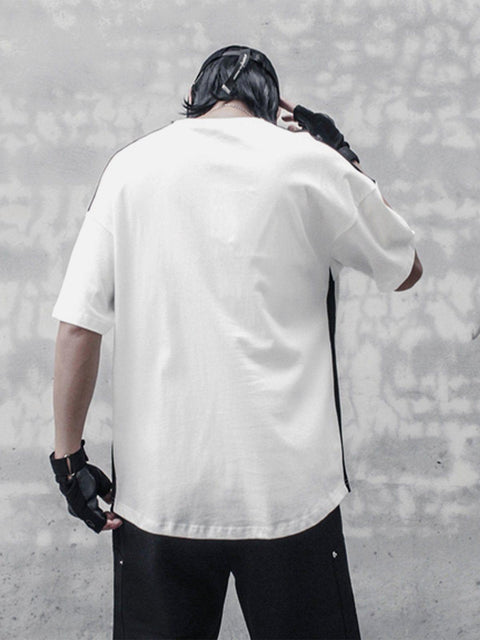 Black White Patchwork Tee - Anagoc