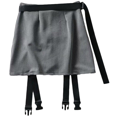 Techwear High Waist Ribbons Buckle Skirt - Anagoc