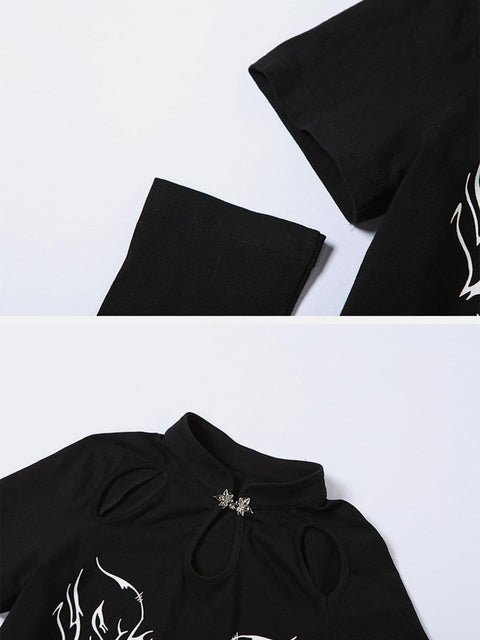 Spider Heart Hollow Long Sleeve T Shirts - Anagoc