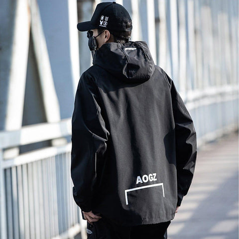 Techwear Half Zipper Print Jacket - Anagoc