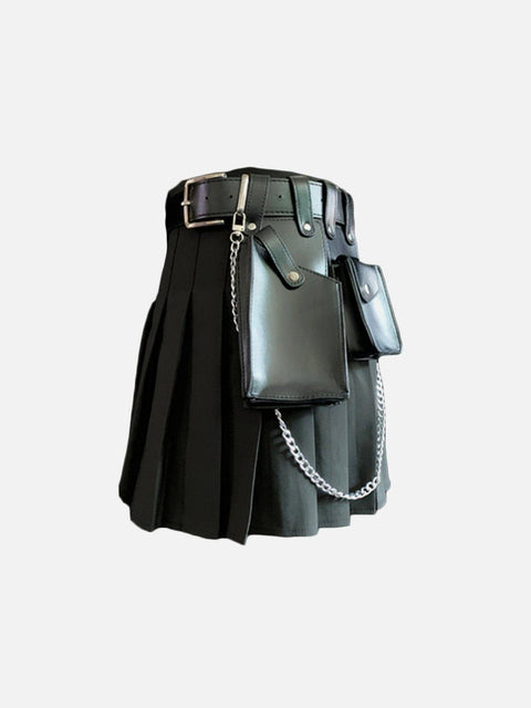 Fanny Pack Chain PU Skirt - Anagoc