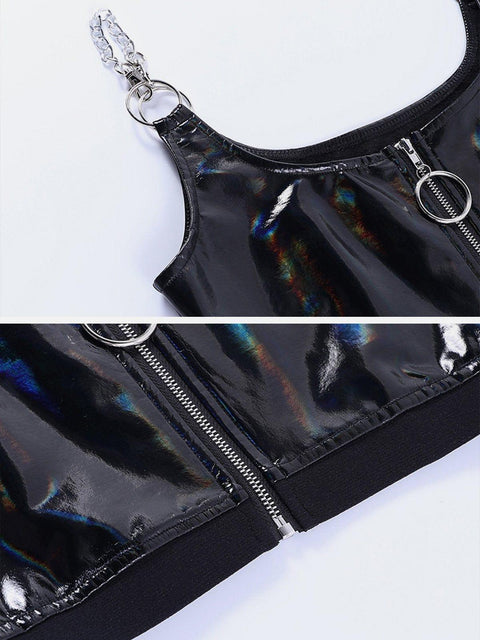 Zip Up PU Vest - Anagoc