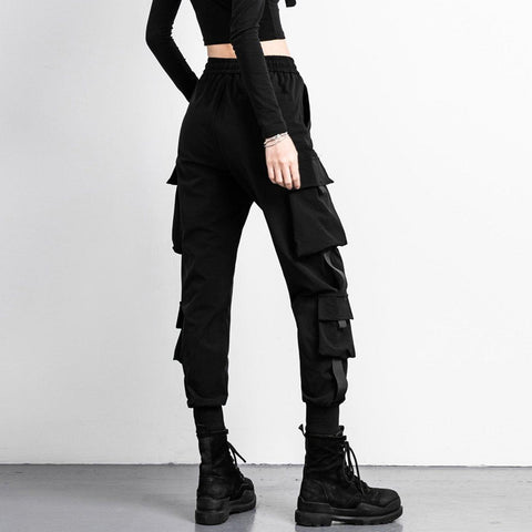Multi Ribbon Pockets Cargo Pants - Anagoc