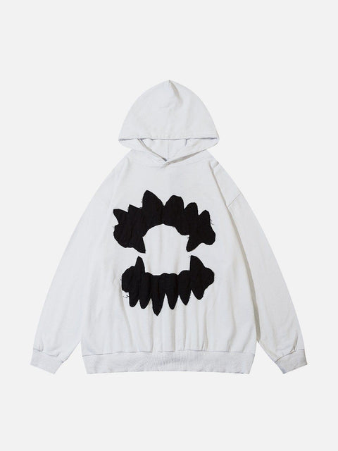 Patchwork Tooth Washed Hoodie - Anagoc