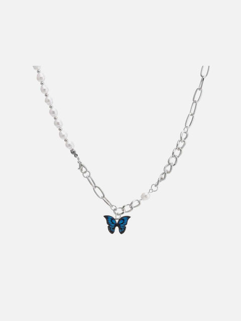 Butterfly Pearl Panel Necklace - Anagoc
