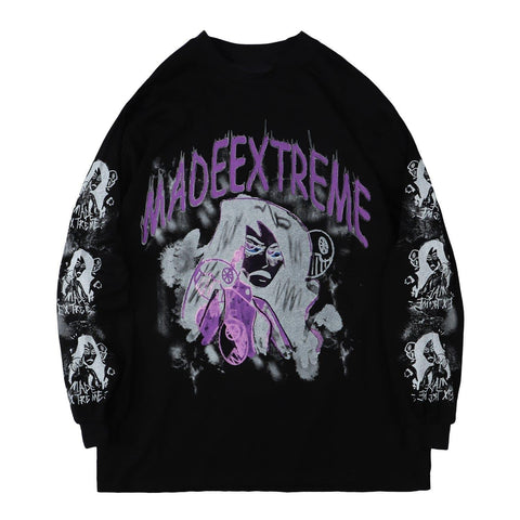 Spray Paint Vicious Girl Print Sweatshirt - Anagoc